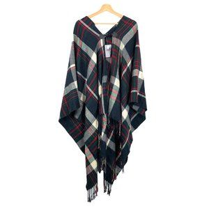 Rendezvous NWT Green Red Navy Plaid Shawl with Clasp OS